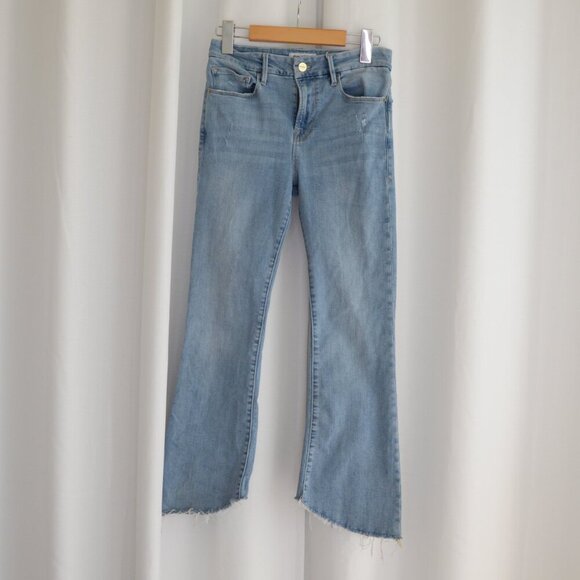 Frame Le Crop Mini Boot Flare Raw Hem Light Wash Jeans Sz 26 - Picture 3 of 11
